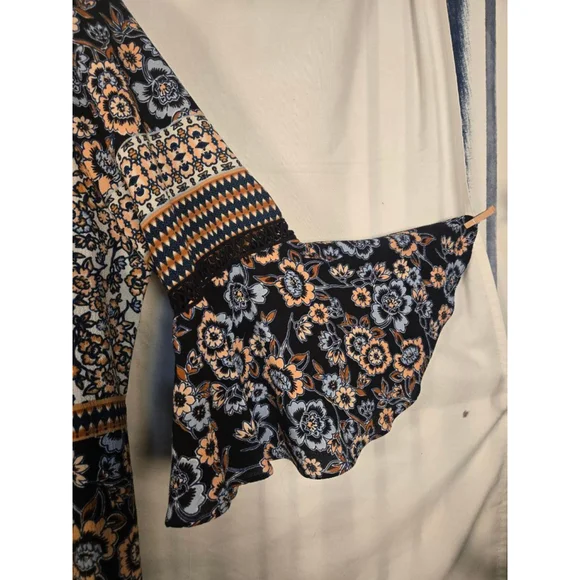 Women's WESTPORT 1962 Long Sleeve Dress 2X Black Orange Floral - Picture 5 of 11